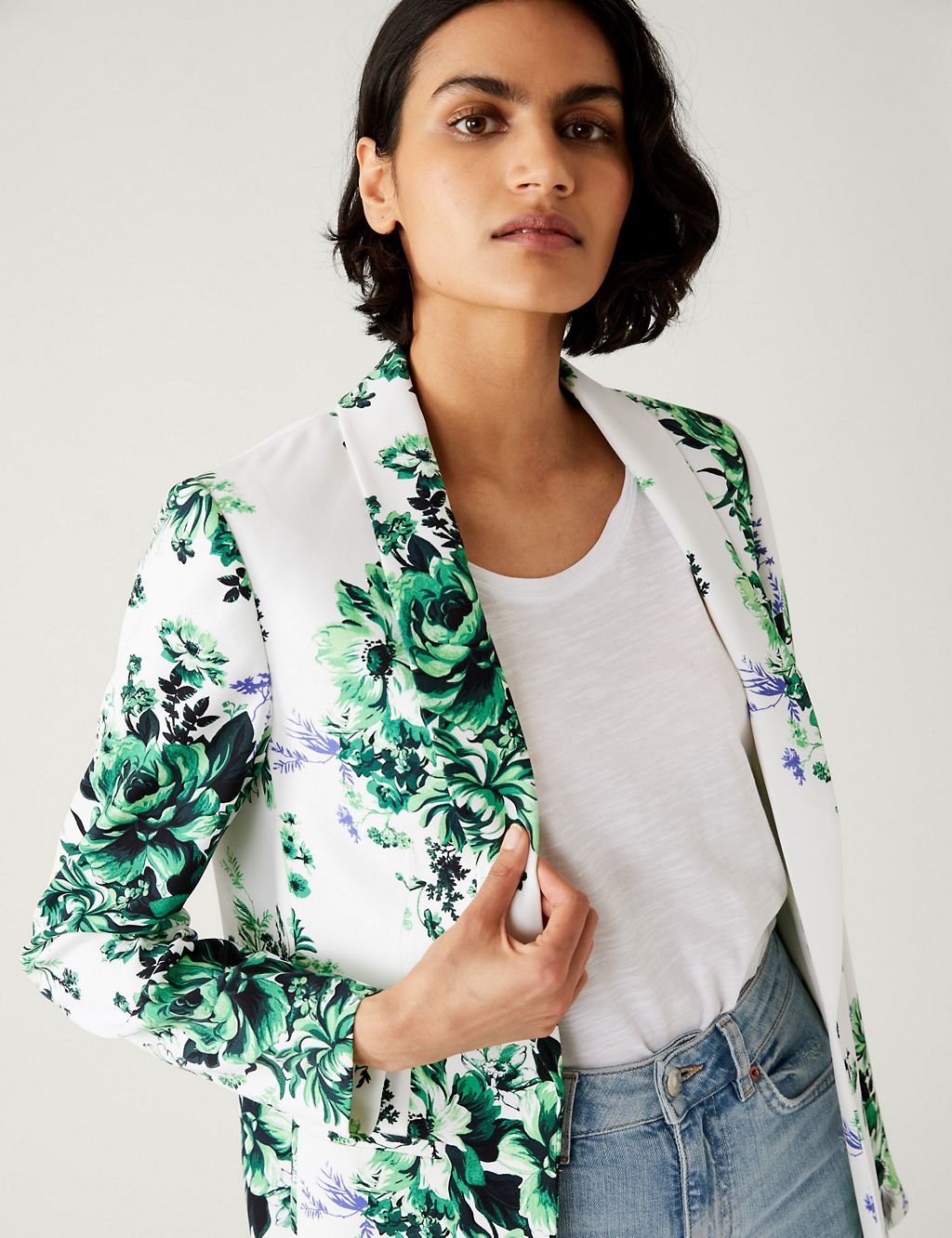 Satin Look Relaxed Floral Blazer 2 of 5