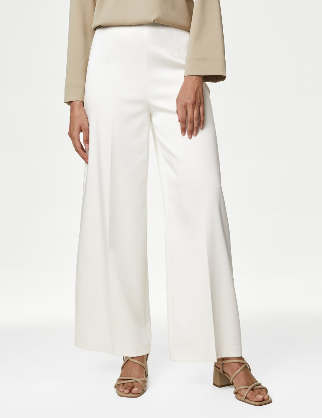 Satin Look Side Zip Wide Leg Trousers M S Collection M S