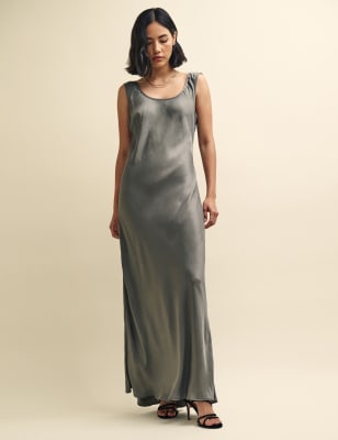 Silver maxi slip hot sale dress