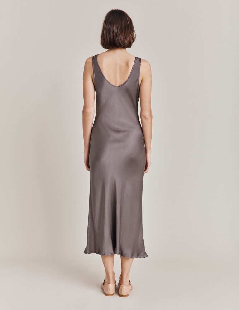 Grey satin slip dress discount