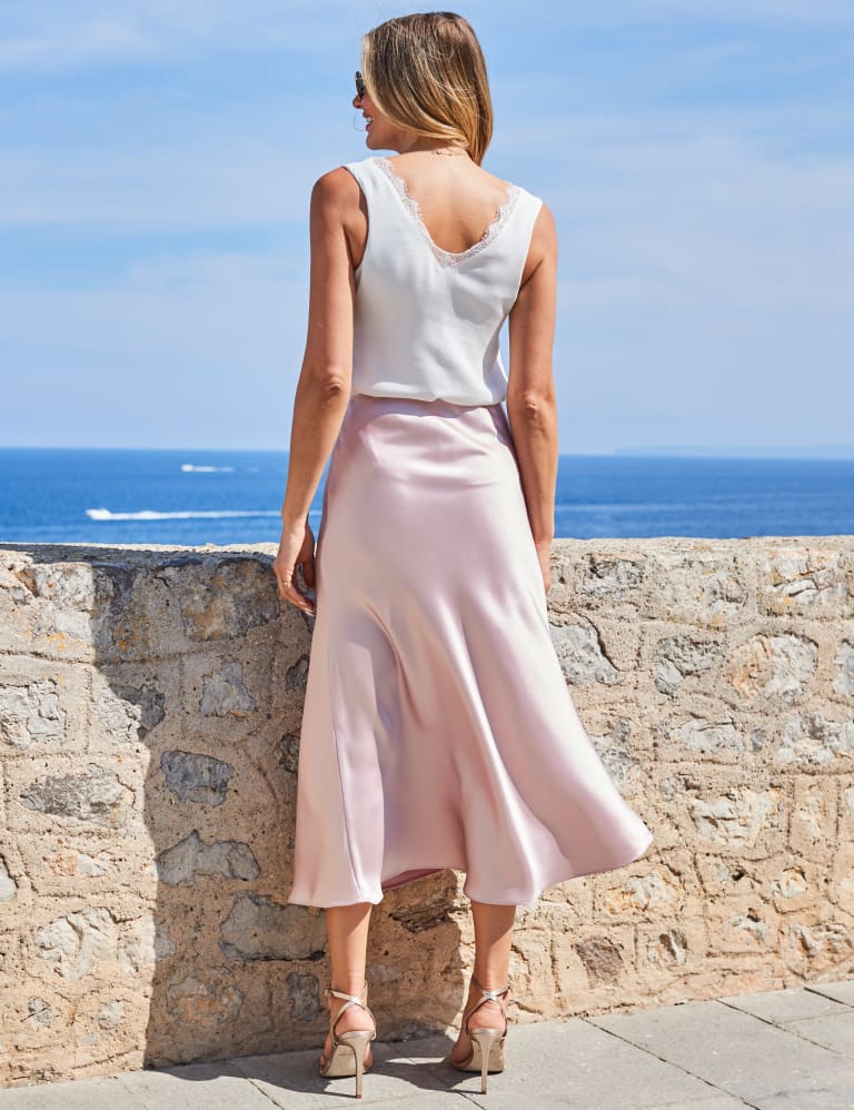 Satin Midi Slip Skirt