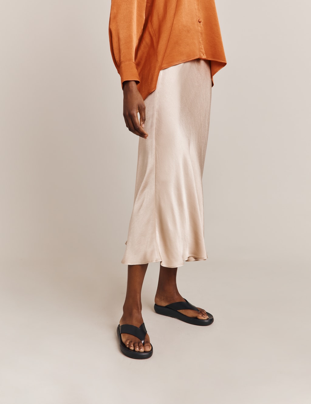 Vince satin slip midi skirt clearance