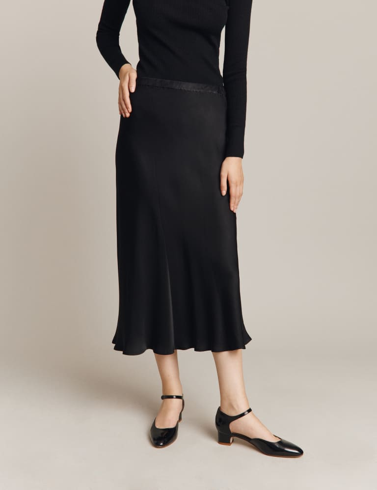 Satin Midi Slip Skirt 2 of 4