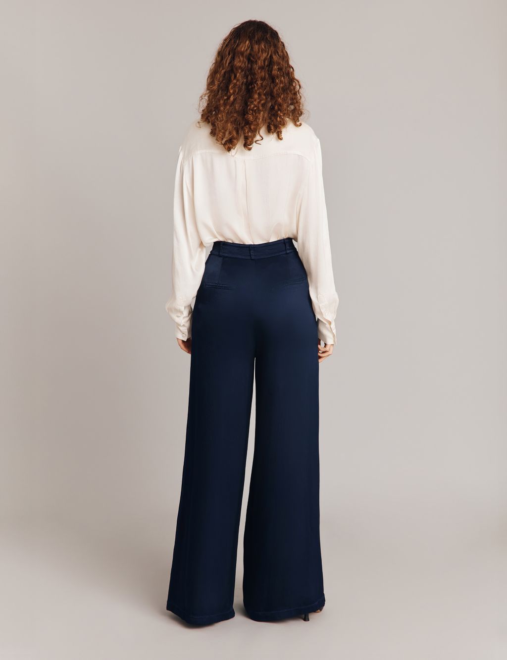 Satin Pleat Front Wide Leg Trousers 4 of 4