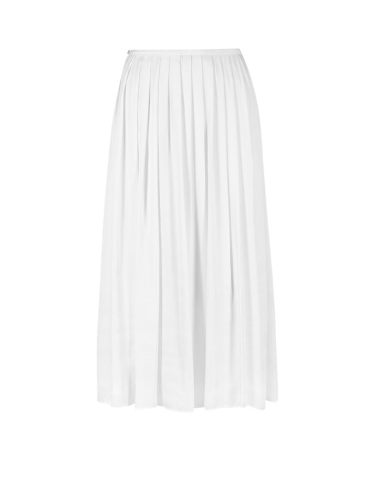 Satin Pleated A-Line Skirt 3 of 4