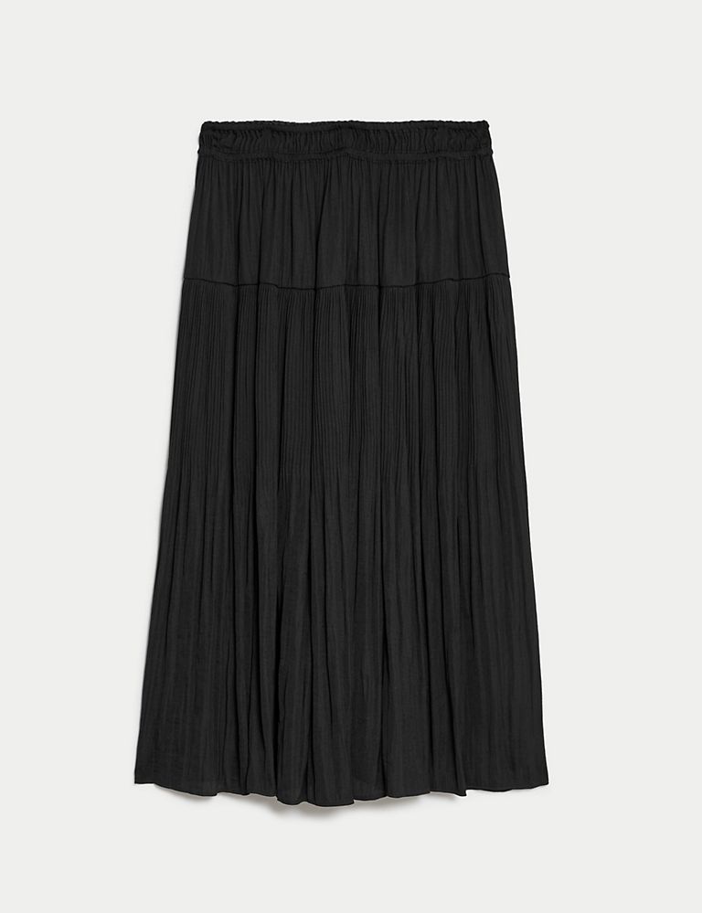 Satin Plisse Midi Pleated Skirt | M&S Collection | M&S