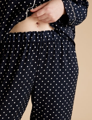 Satin Polka Dot Rever Pyjama Set M S Collection M S