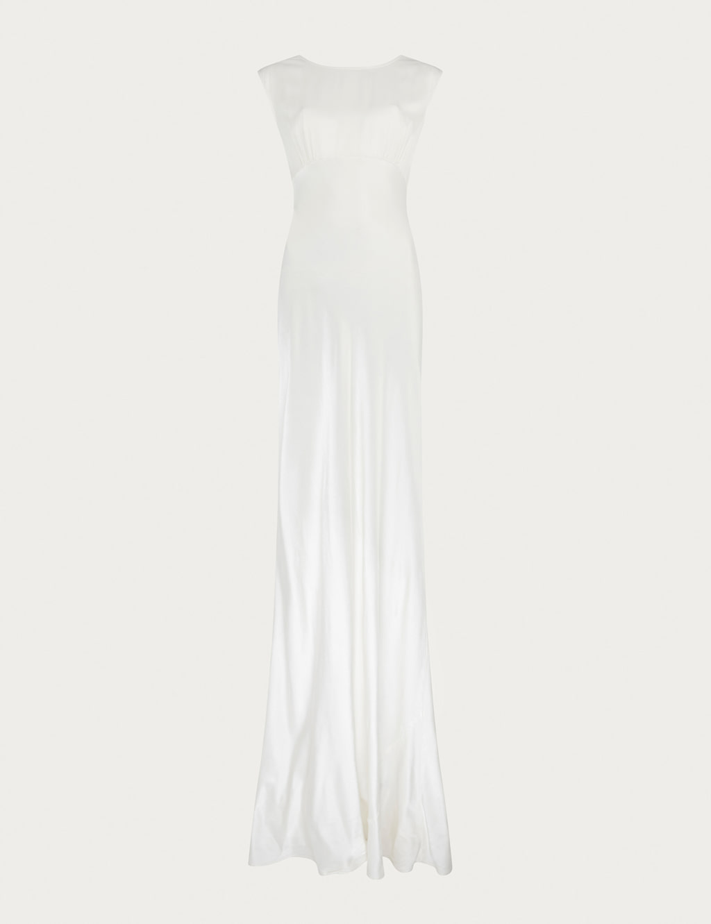Satin Round Neck Maxi Waisted Dress High-Slit 1 of 5