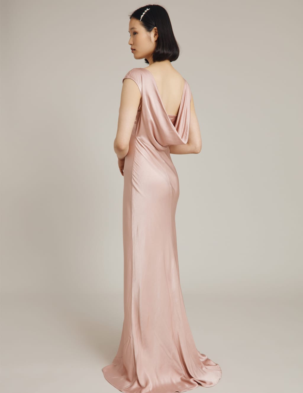 Satin Round Neck Maxi Waisted Dress 3 of 5