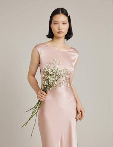 Satin Round Neck Maxi Waisted Dress 3 of 5