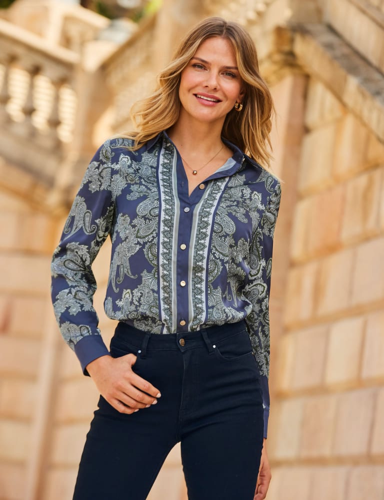 Collared shirt top with scarf