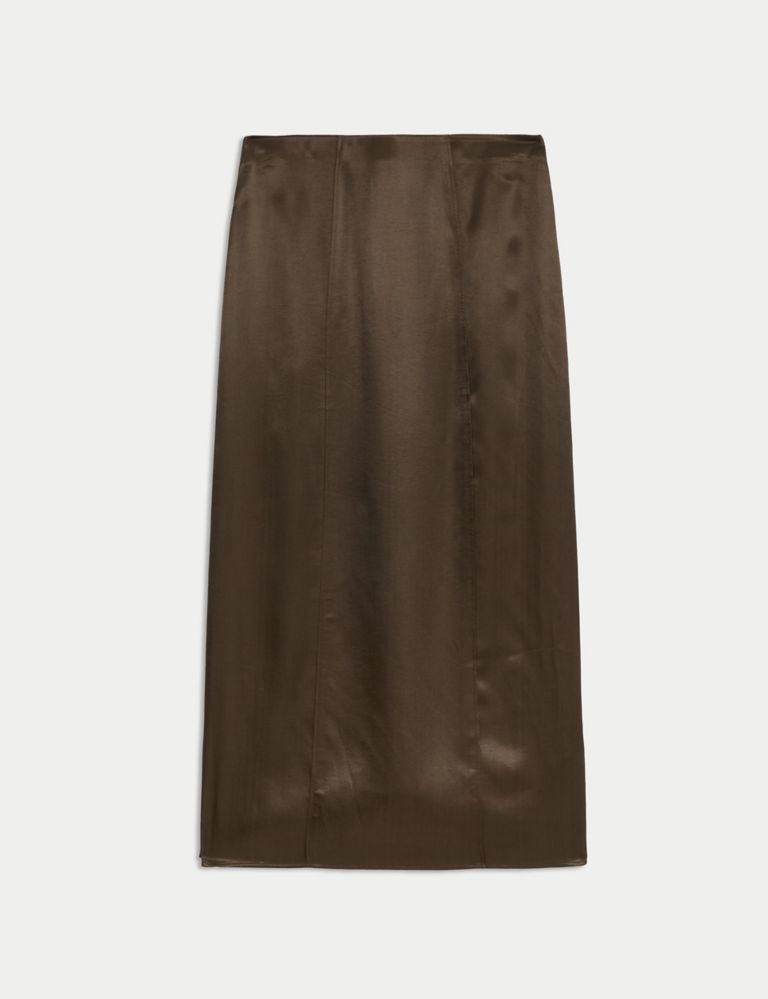 Satin Seam Detail Midi Slip Skirt 2 of 6