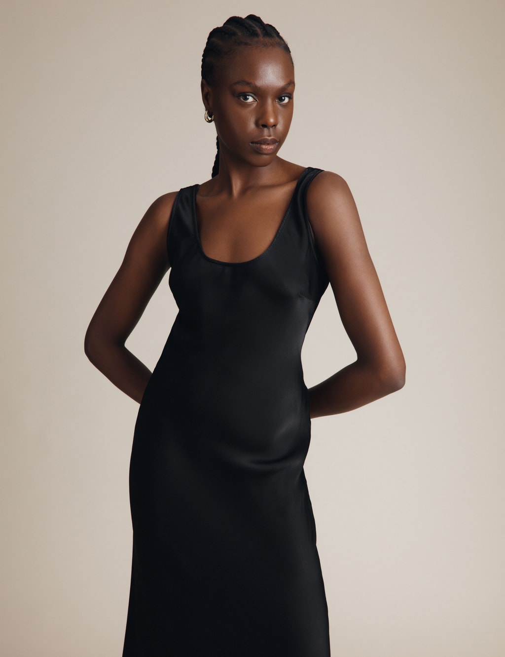 Long black 2025 silk slip dress
