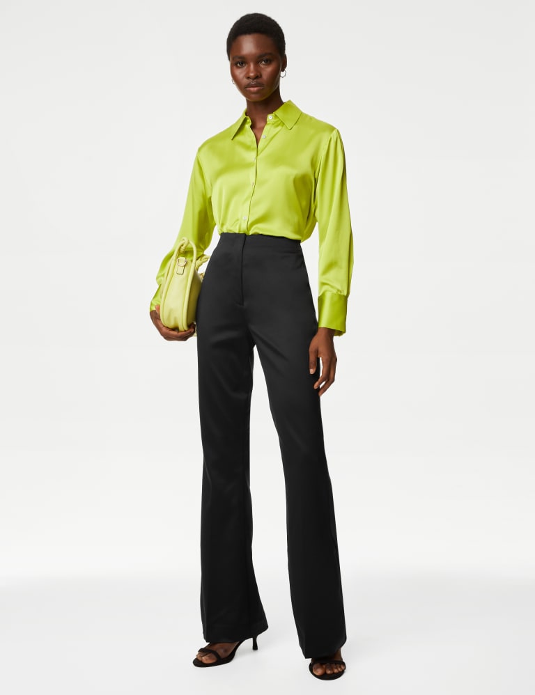 Satin Slim Fit Flare Trousers | M&S Collection | M&S