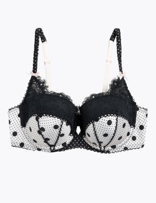 Satin Spot Print Padded Balcony Bra A E Boutique M S