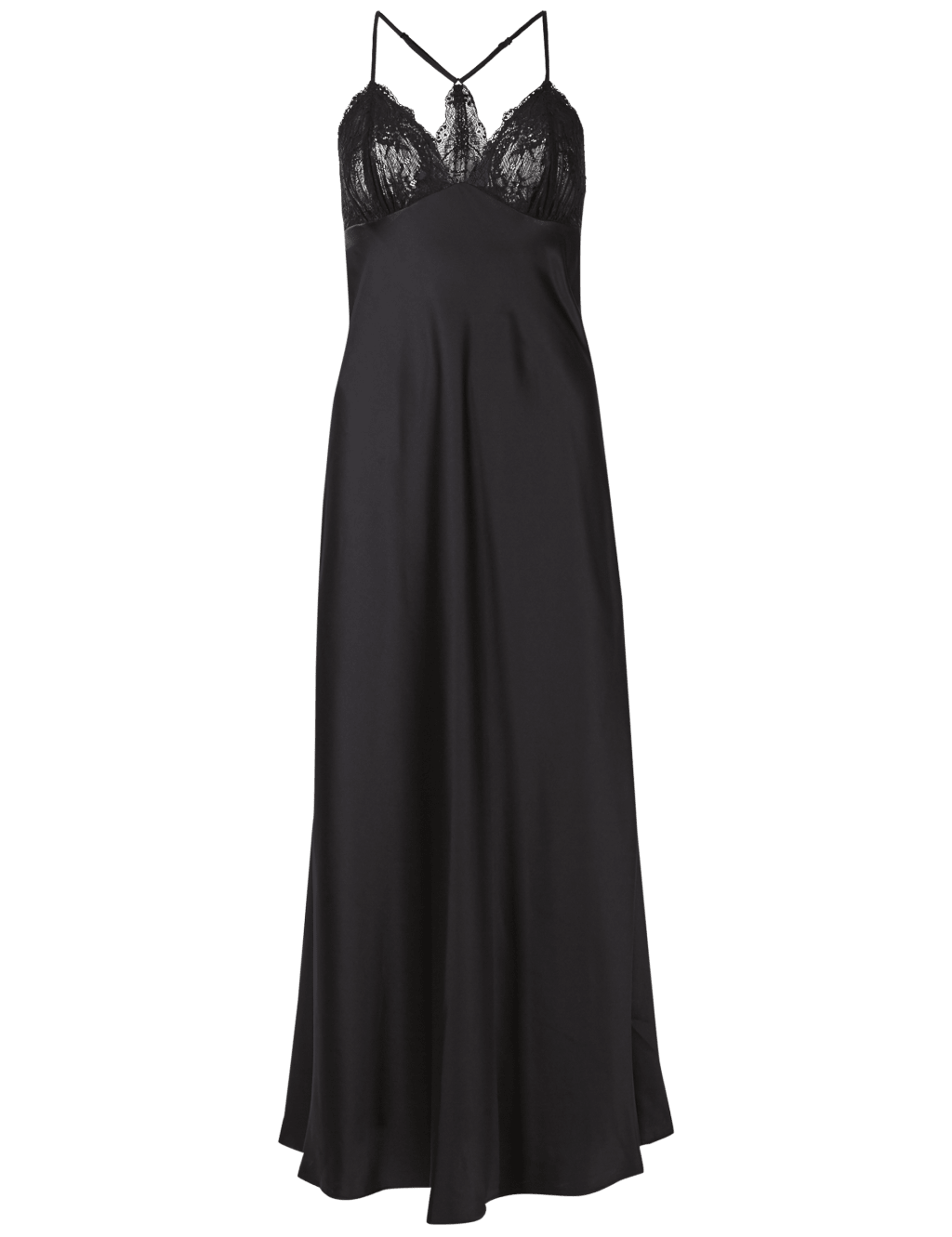 Strappy Satin Nightdress with Slit and Button Detail