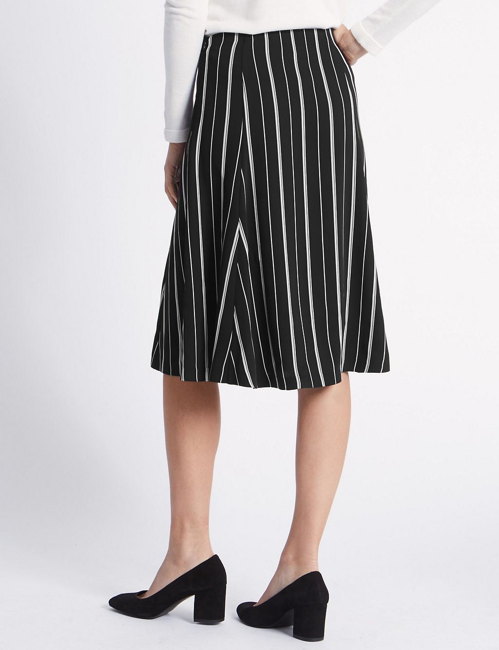 Satin Striped A-Line Midi Skirt 4 of 5