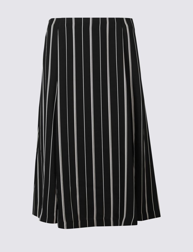 Satin Striped A-Line Midi Skirt 2 of 5