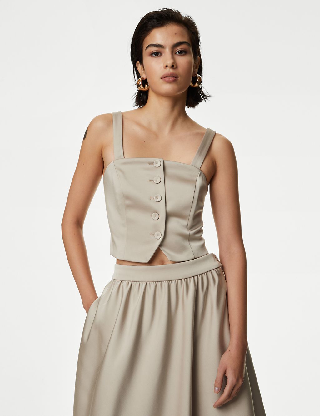 Satin Tailored Cropped Waistcoat 4 of 6