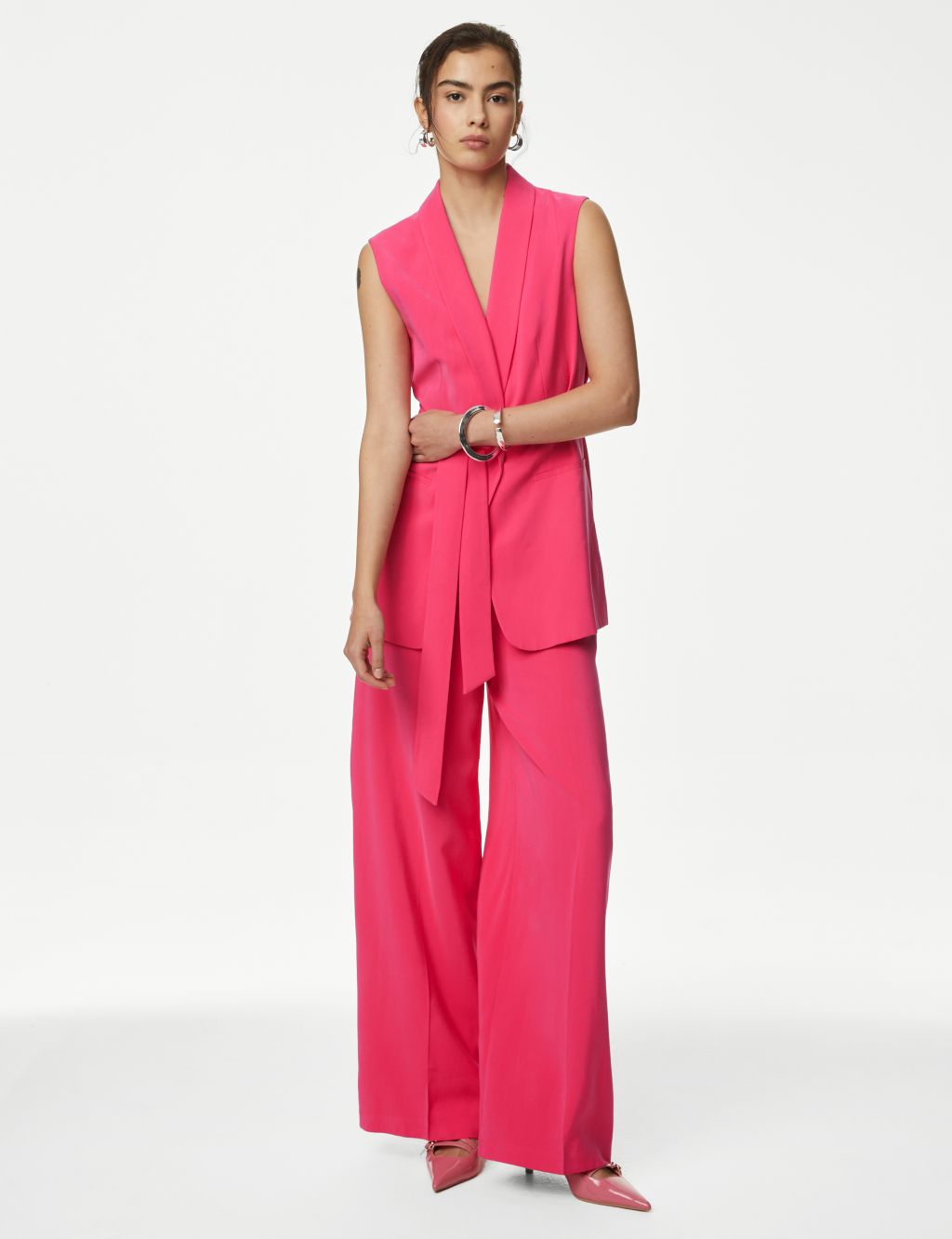 Satin Tailored Wide Leg Trousers 2 of 7