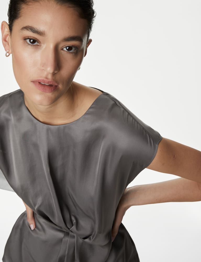 Satin twist front top best sale