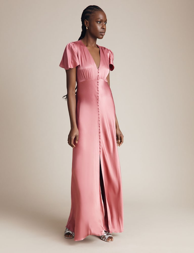 Pink maxi satin shop dress