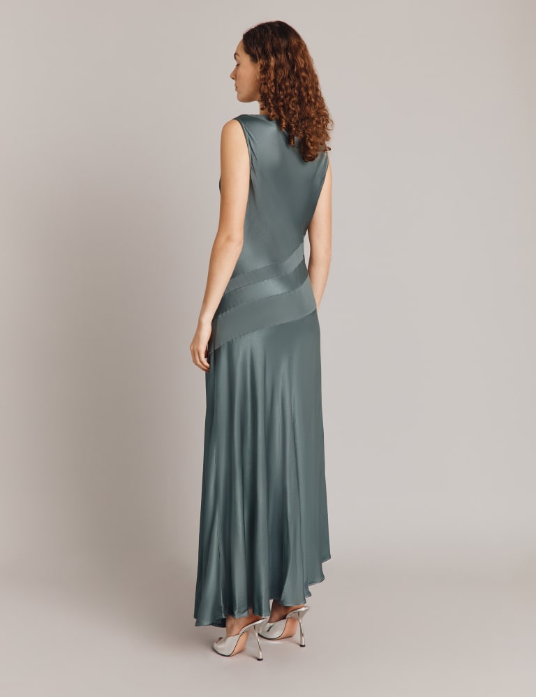 Satin V-Neck Midaxi Drop Waist Slip Dress 3 of 4