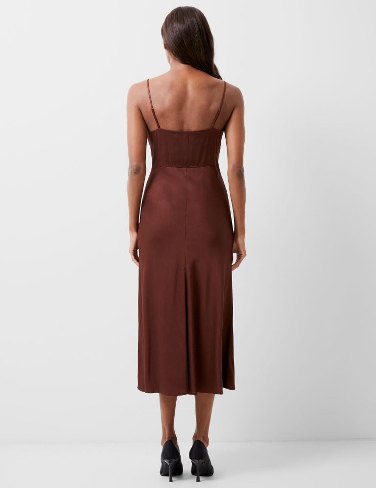 Satin V-Neck Midi Slip Dress 3 of 4