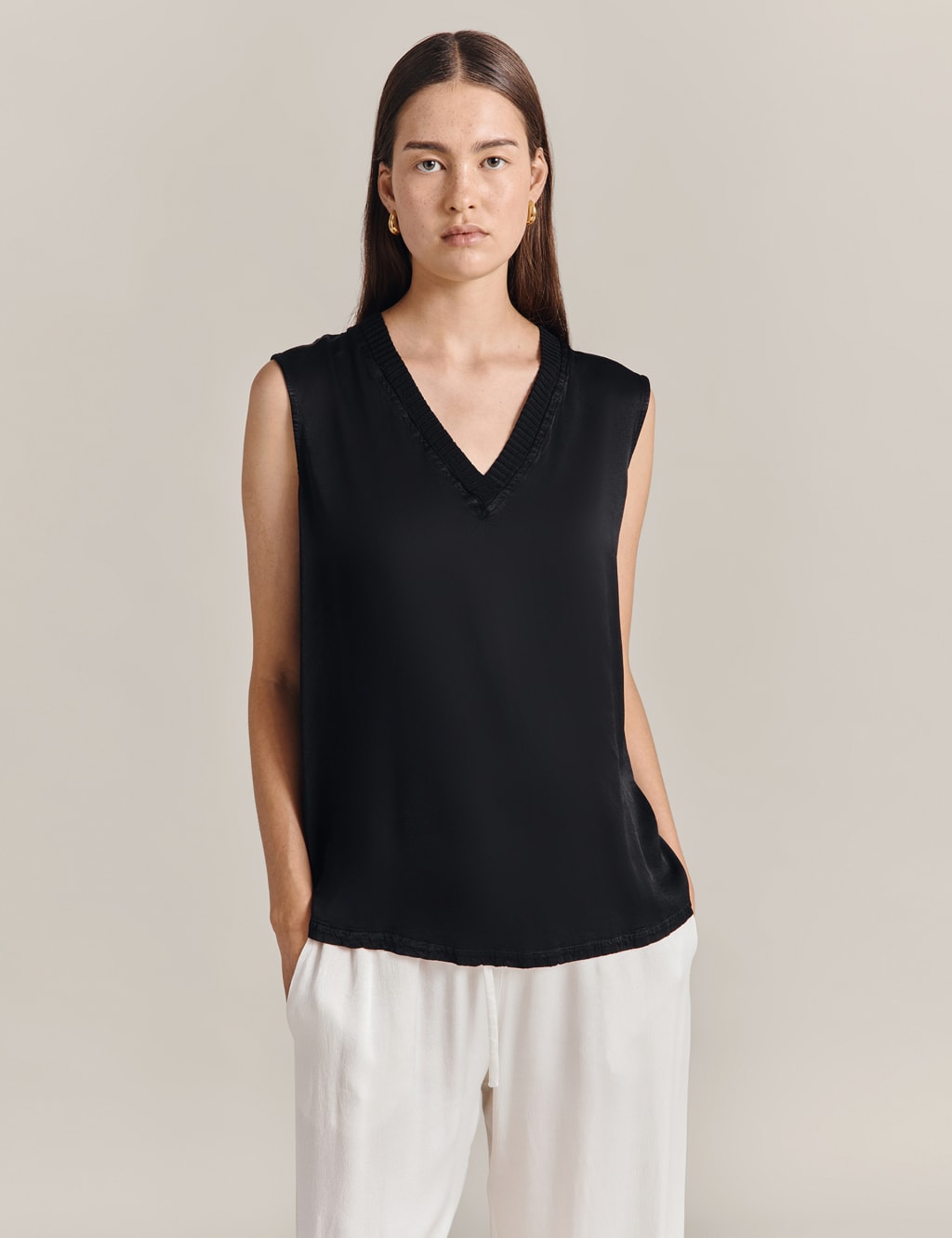 Grey satin hot sale vest top