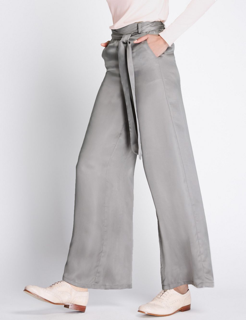 Satin Wide Leg Trousers 2 of 4