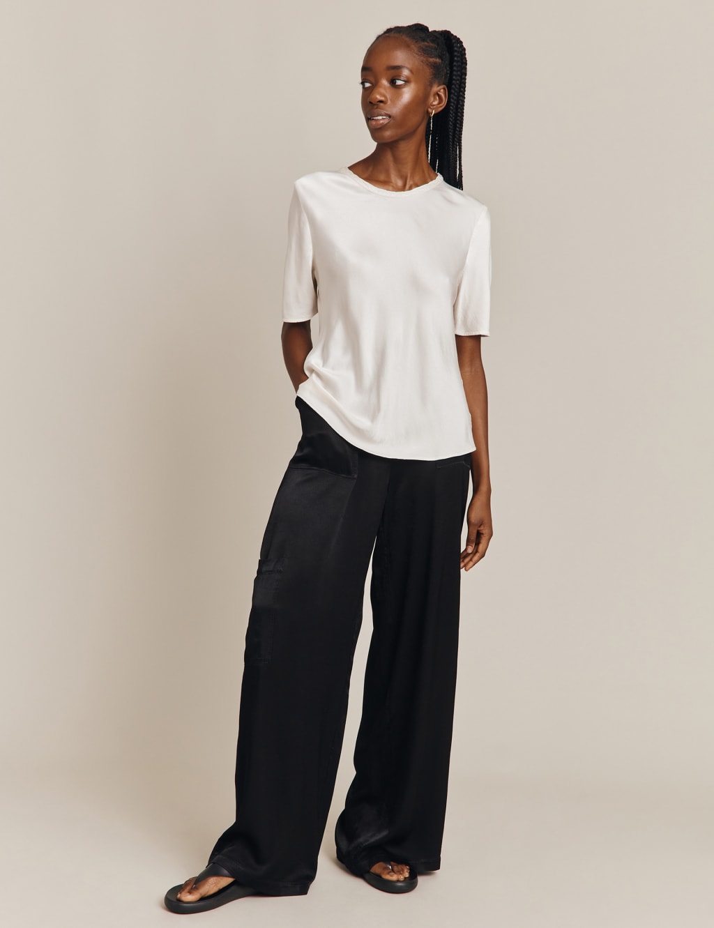 3 quarter wide leg hot sale trousers