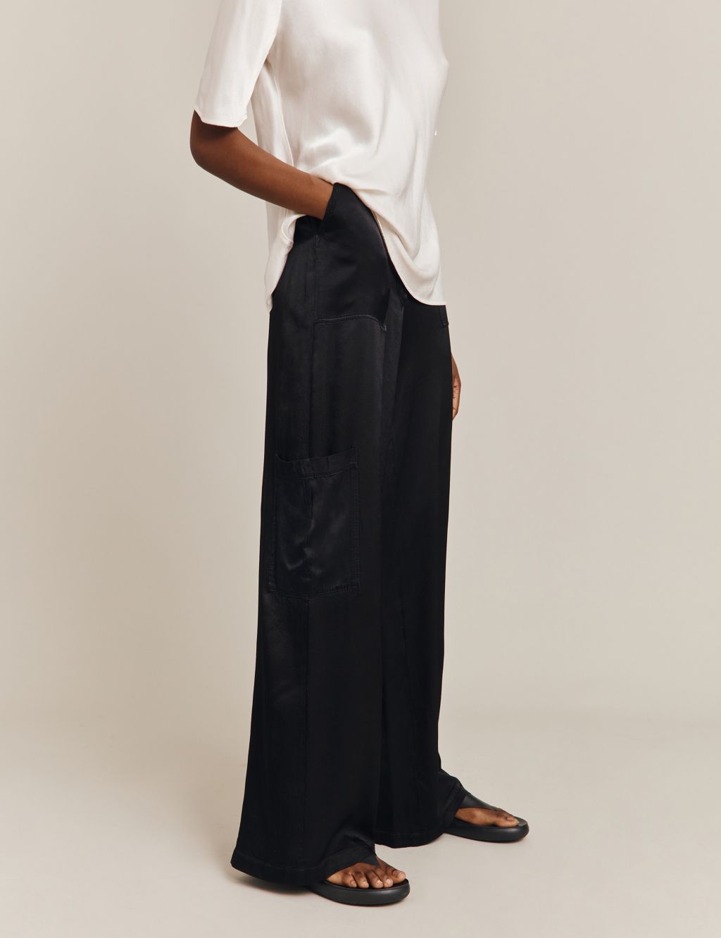 Satin Wide Leg Trousers 1 of 4