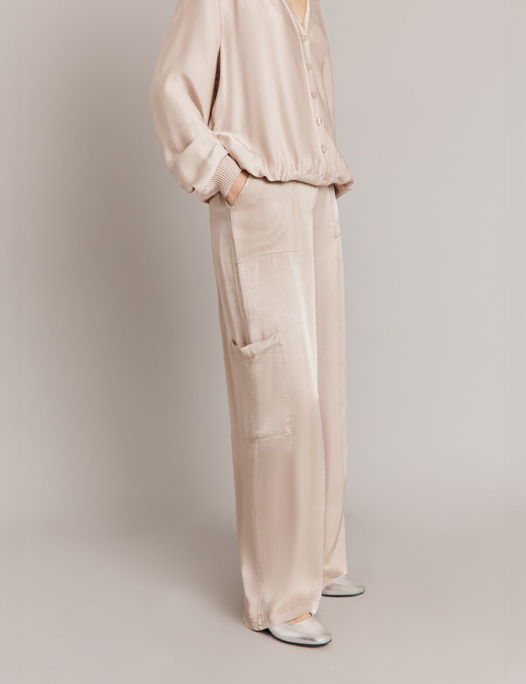 Satin Wide Leg Trousers | Ghost | M&S