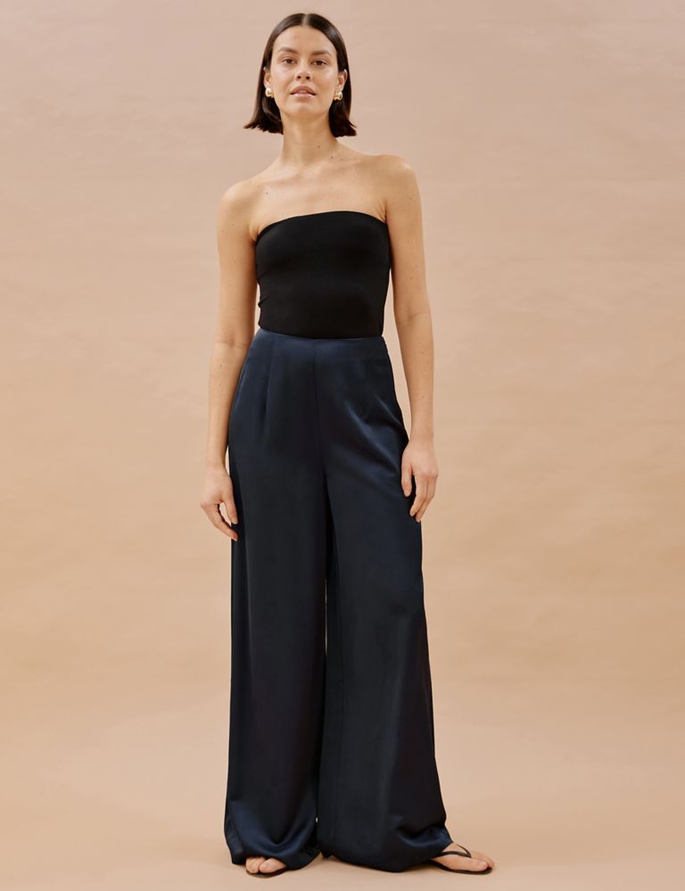 Satin Wide Leg Trousers 1 of 6