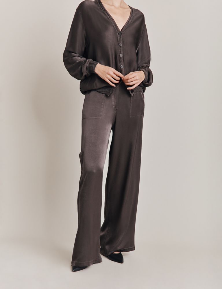 Satin Wide Leg Trousers 1 of 3