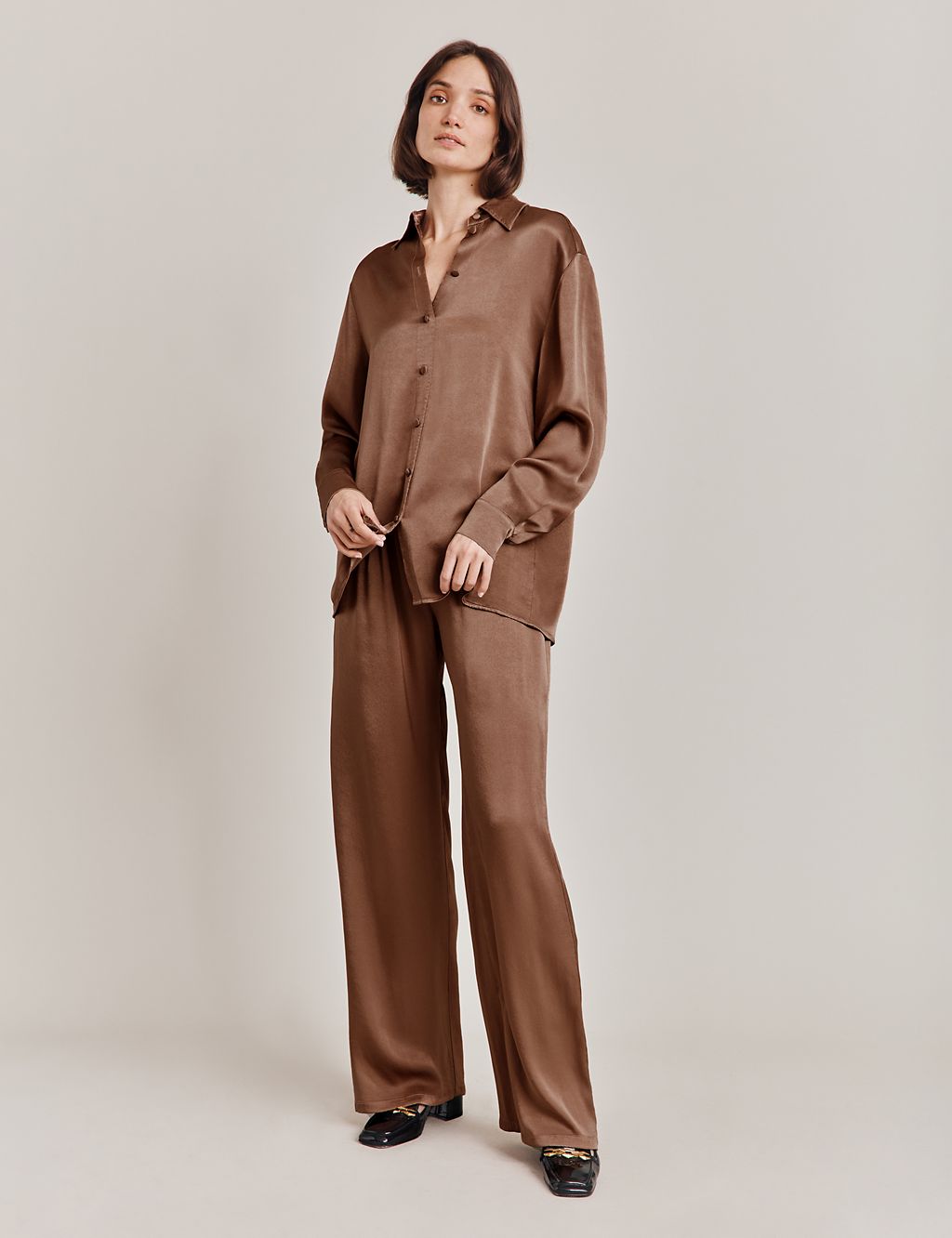 Satin Wide Leg Trousers 3 of 3