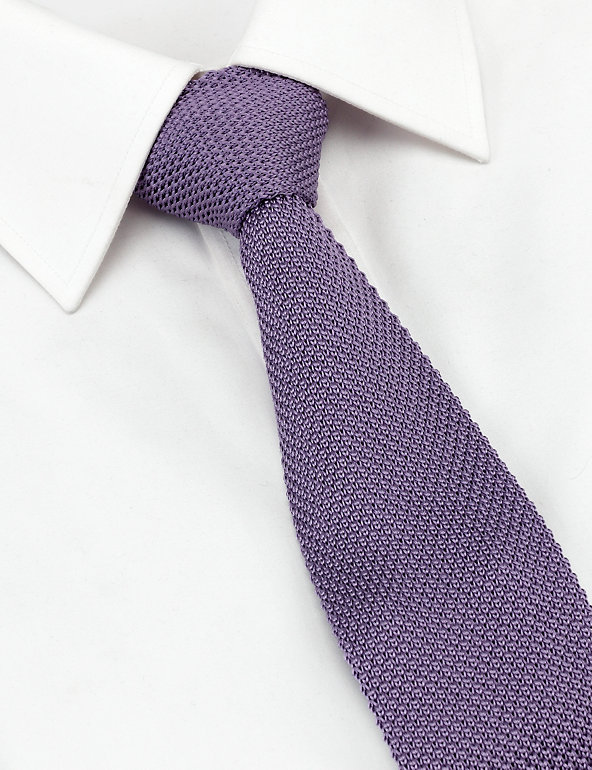 Savile Row Inspired Pure Silk Knitted Striped Tie Image 1 of 1