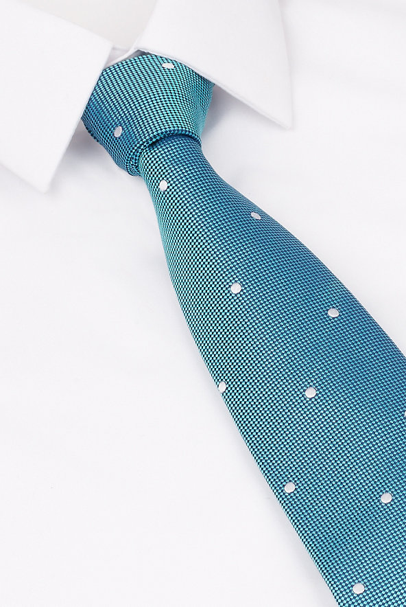 Savile Row Inspired Pure Silk Spotted Tie Image 1 of 1