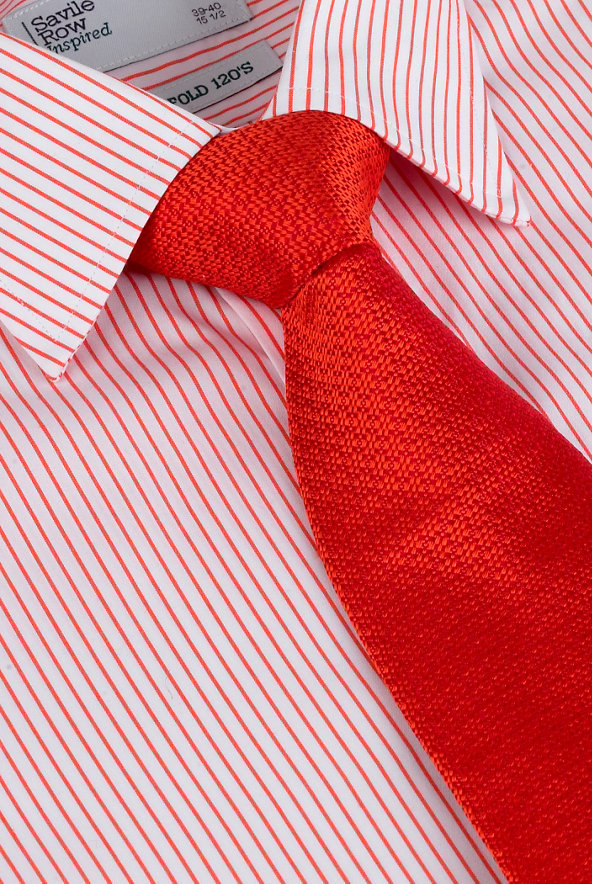 Savile Row Inspired Pure Silk Textured Tie Image 1 of 2