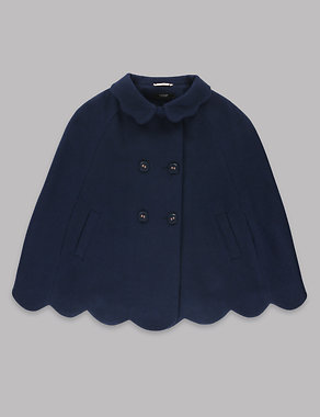 Scalloped Cape Coat with Wool (5-14 Years) Image 2 of 5