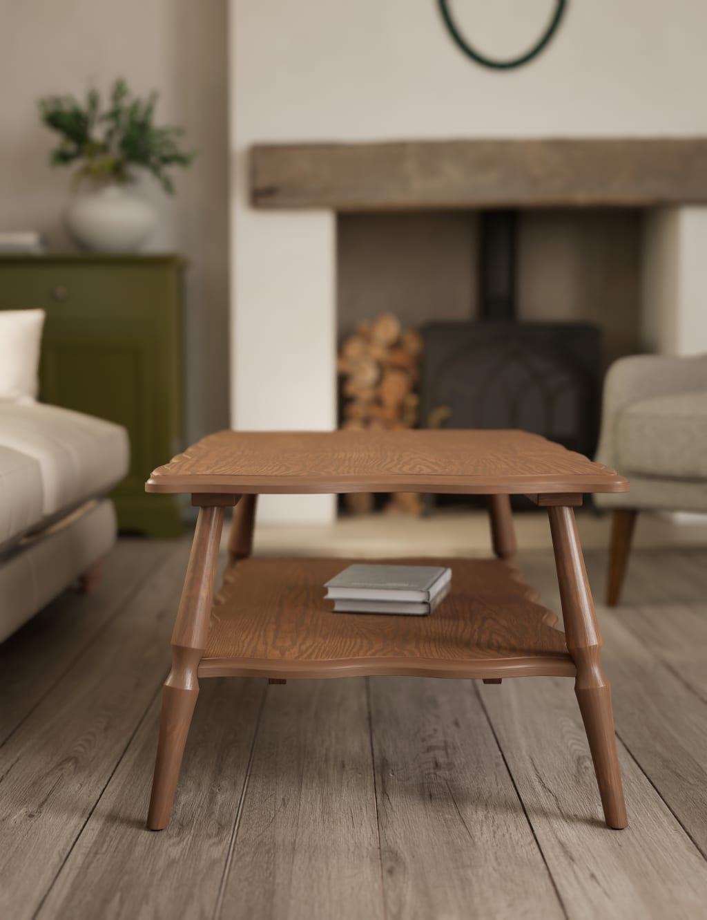 White scalloped coffee shop table