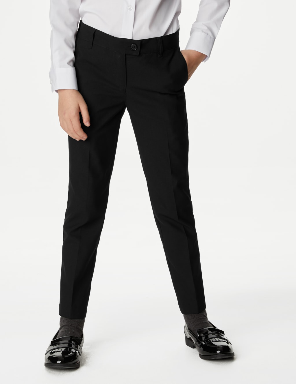 School 2pk Girls' Slim Leg Longer Length Trousers (218 Yrs) M&S