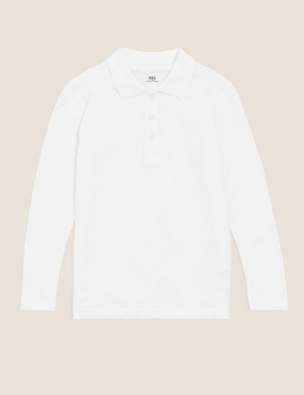 School Girls' Pure Cotton Polo Shirt (2-18 Yrs) Image 1 of 1