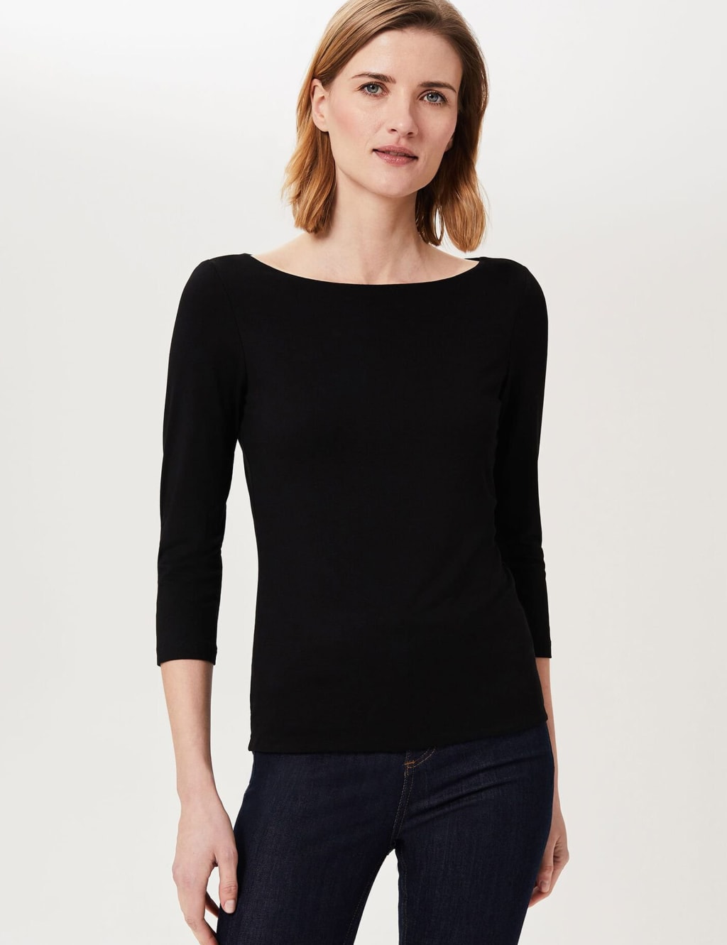 Textured Scoop Neck 3/4 Sleeve Top main image 0