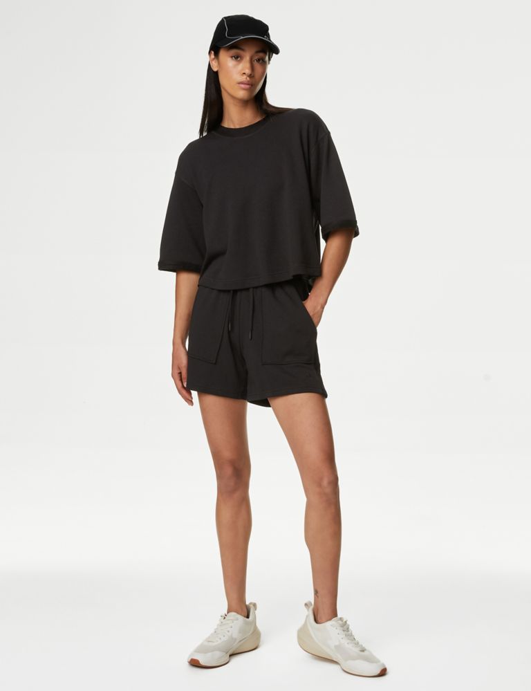Scoop Neck Boxy Cropped T-Shirt with Cotton 3 of 6