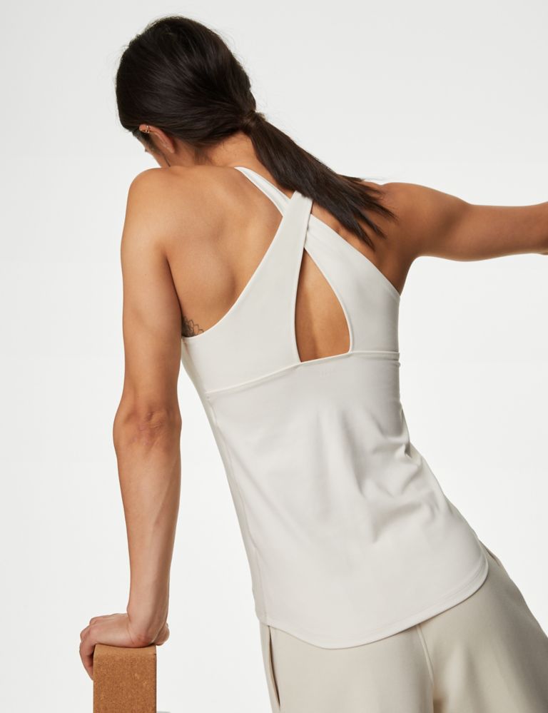 Scoop Neck Cross Back Fitted Yoga Vest Top 5 of 8