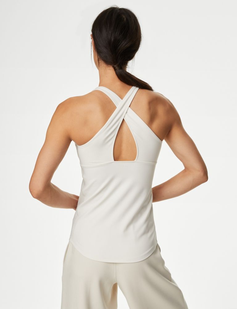 Scoop Neck Cross Back Fitted Yoga Vest Top 7 of 8