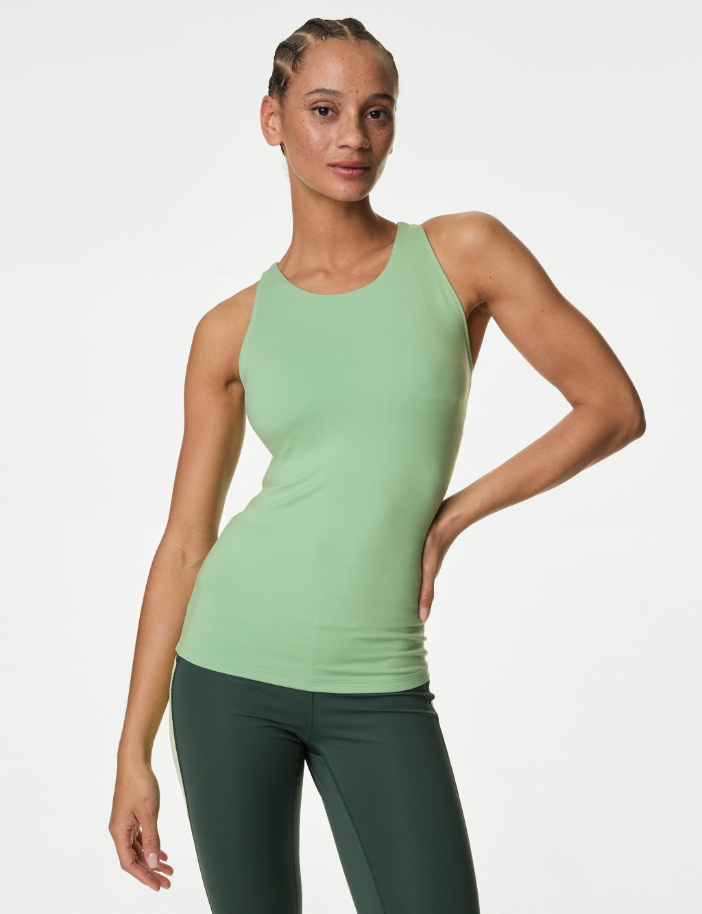 Scoop Neck Cross Back Fitted Yoga Vest Top 2 of 6