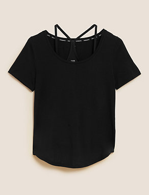 Scoop Neck Double Layer Strappy T-Shirt Image 2 of 7