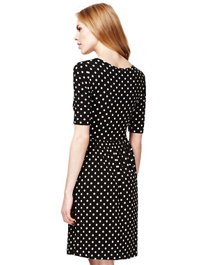 Scoop Neck Spotted Fit & Flare Dress Image 2 of 4